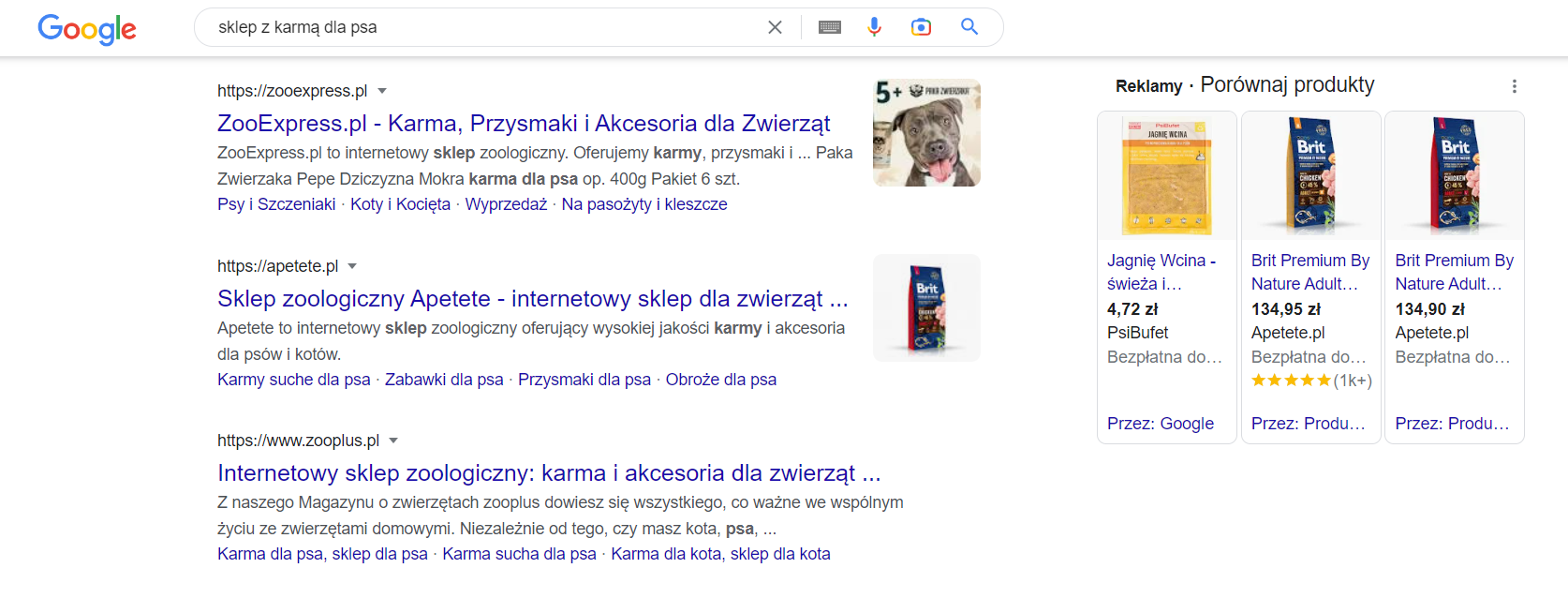 Sklep z karmą dla psa
