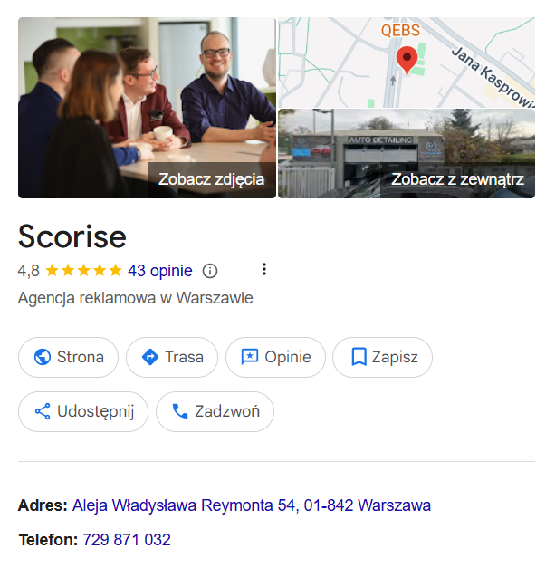 wizytówka Google Moja Firma